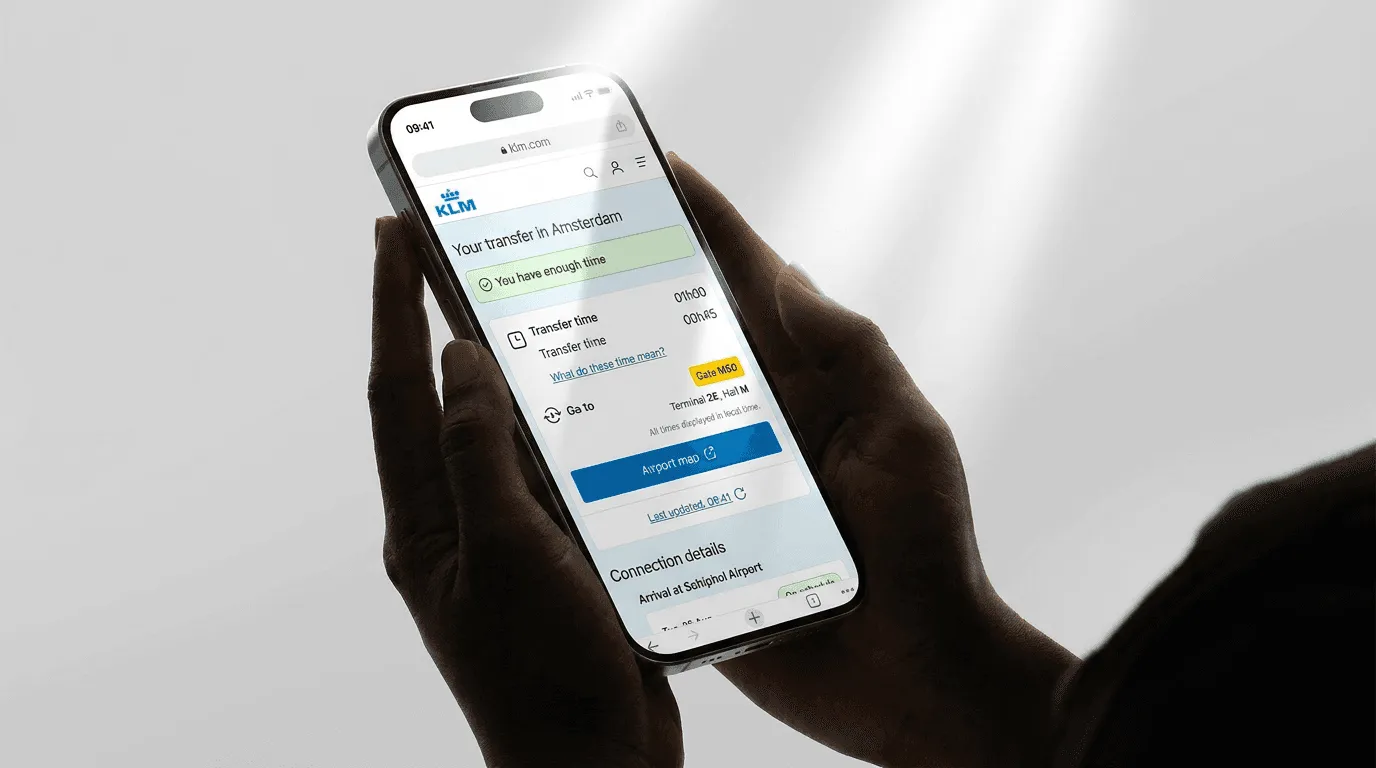 The live transfer view on a phone held in hand